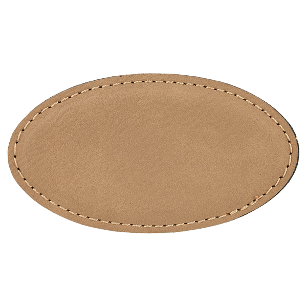 Light Brown with Black Engraving Oval Badge with Magnet 3.25x1.75 - Laser Engraved Badge