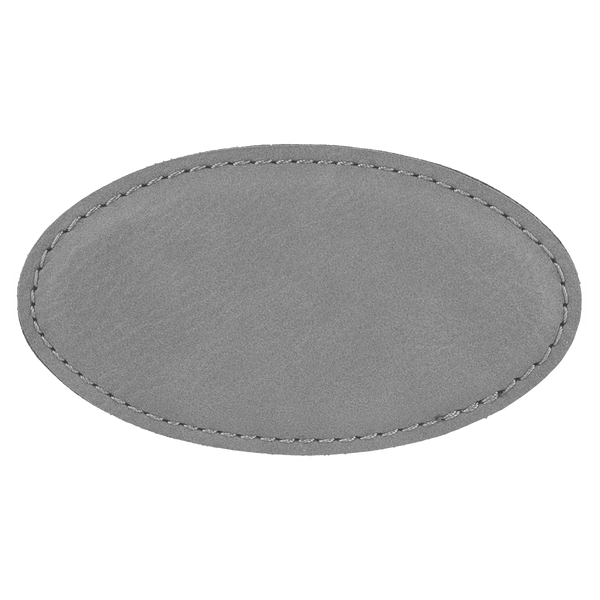 Gray with Black Engraving Oval Badge with Magnet 3.25x1.75 - Laser Engraved Badge