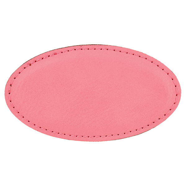 Pink with Black Engraving Oval Badge with Magnet 3.25x1.75 - Laser Engraved Badge