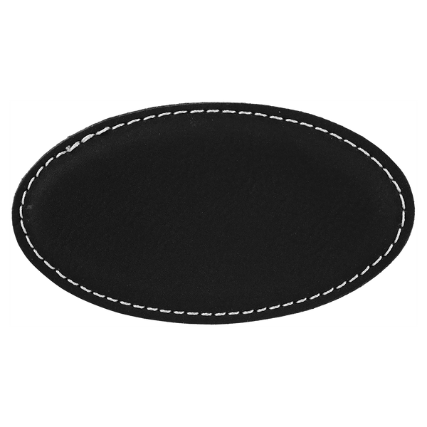 Black with Silver Engraving Oval Badge with Magnet 3.25x1.75 - Laser Engraved Badge
