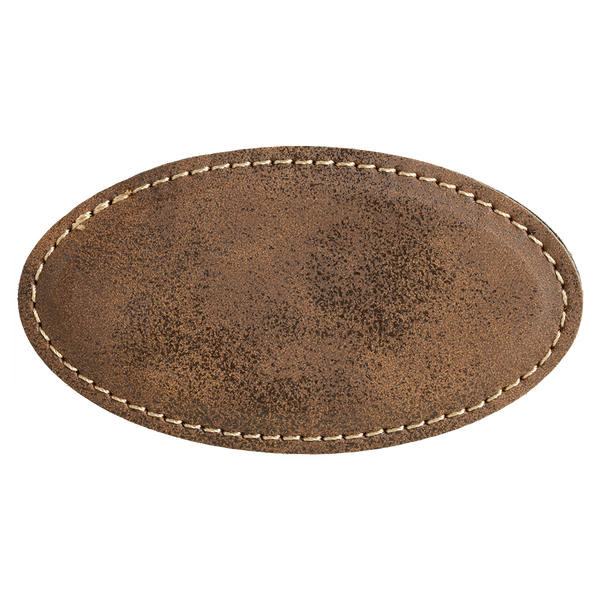 Rustic with Gold Engraving Oval Badge with Magnet 3.25x1.75 - Laser Engraved Badge