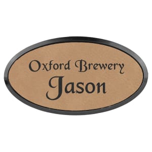 Light Brown with Black Engraving Oval Badge & Frame - Laser Engraved Badge