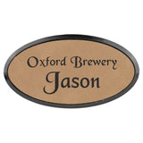 Light Brown with Black Engraving Oval Badge & Frame - Laser Engraved Badge