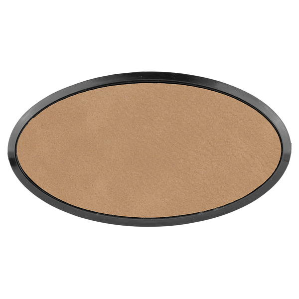 Light Brown with Black Engraving Oval Badge & Frame - Laser Engraved Badge