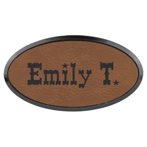 Dark Brown with Black Engraving Oval Badge & Frame - Laser Engraved Badge