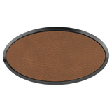 Dark Brown with Black Engraving Oval Badge & Frame - Laser Engraved Badge