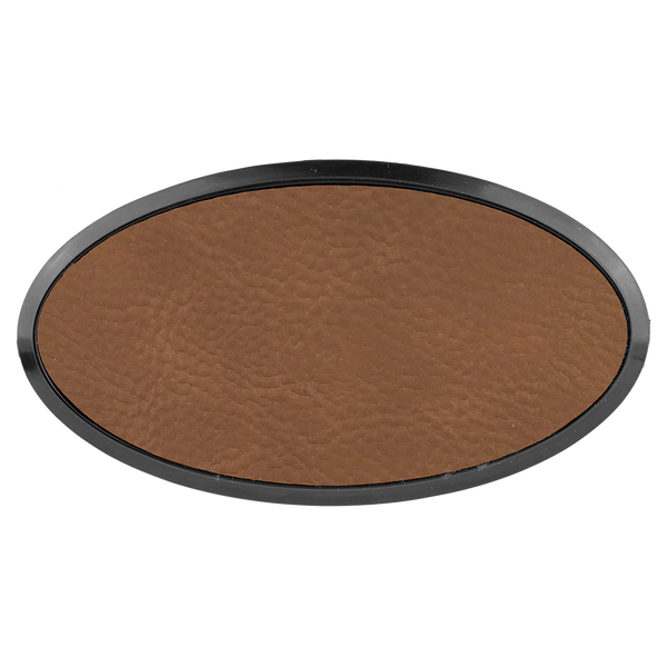 Dark Brown with Black Engraving Oval Badge & Frame - Laser Engraved Badge