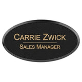 Black with Gold Engraving Oval Badge & Frame - Laser Engraved Badge