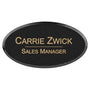Black with Gold Engraving Oval Badge & Frame - Laser Engraved Badge