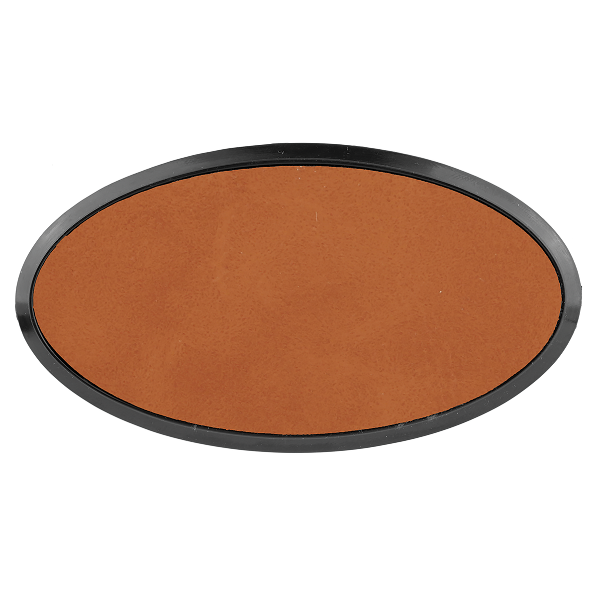 Rawhide with Black Engraving Oval Badge & Frame - Laser Engraved Badge