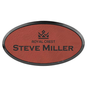 Rose with Black Engraving Oval Badge & Frame - Laser Engraved Badge