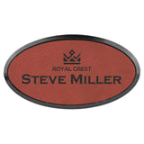 Rose with Black Engraving Oval Badge & Frame - Laser Engraved Badge
