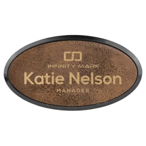 Rustic with Gold Engraving Oval Badge & Frame - Laser Engraved Badge