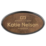 Rustic with Gold Engraving Oval Badge & Frame - Laser Engraved Badge