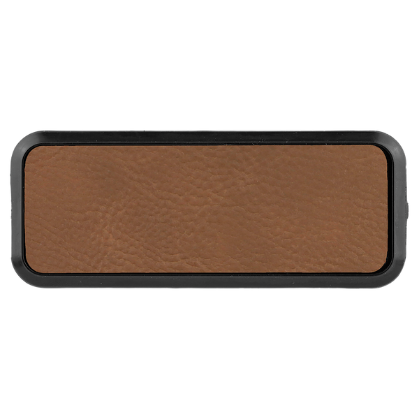 Dark-Brown Round Corner Badge & Frame 3x1 - Laser Engraved Badge