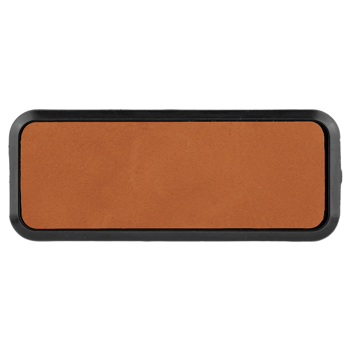 Rawhide with Black Engraving Round Corner Badge & Frame 3x1 - Laser Engraved Badge