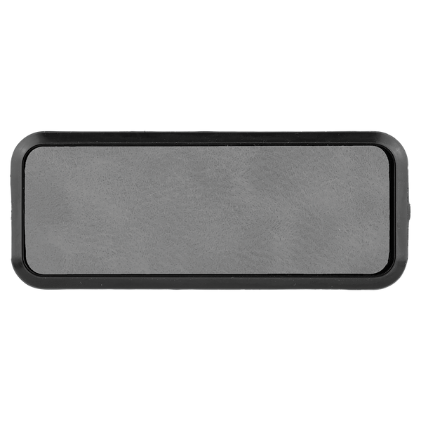 Gray with Black Engraving Round Corner Badge & Frame 3x1 - Laser Engraved Badge