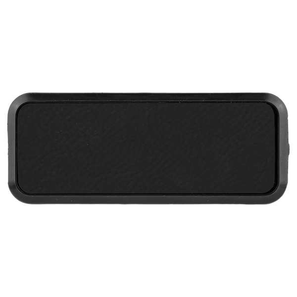 Black with Silver Engraving Round Corner Badge & Frame 3x1 - Laser Engraved Badge