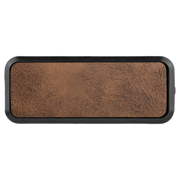 Rustic with Gold Engraving Round Corner Badge & Frame 3x1 - Laser Engraved Badge