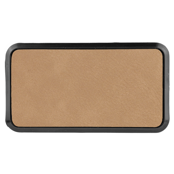 Light Brown with Black Engraving Round Corner Badge & Frame 3x1.5 - Laser Engraved Badge