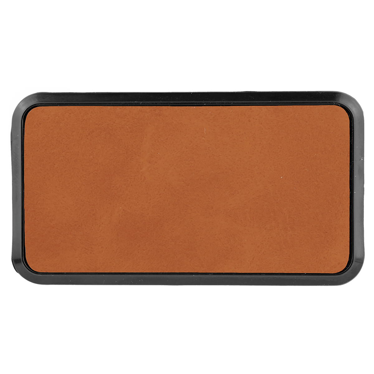 Rawhide with Black Engraving Round Corner Badge & Frame 3x1.5 - Laser Engraved Badge