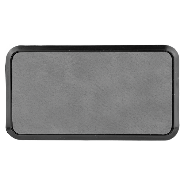 Gray with Black Engraving Round Corner Badge & Frame 3x1.5 - Laser Engraved Badge