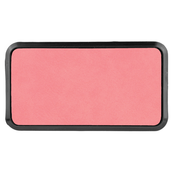 Pink with Black Engraving Round Corner Badge & Frame 3x1.5 - Laser Engraved Badge