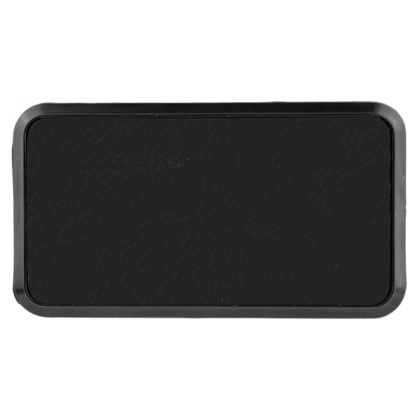 Black with Silver Engraving Round Corner Badge & Frame 3x1.5 - Laser Engraved Badge