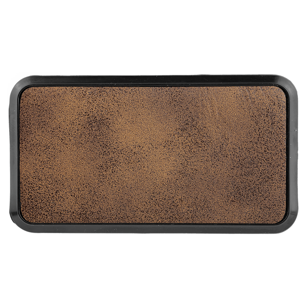 Rustic with Gold Engraving Round Corner Badge & Frame 3x1.5 - Laser Engraved Badge