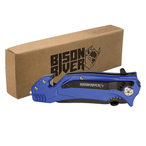 Blue Emergency Rescue Knife - Spring Assisted with Glass Breaker - Laser Engraved Drinkware