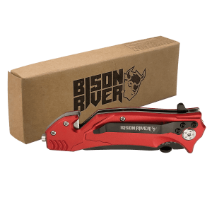 Red Emergency Rescue Knife - Spring Assisted with Glass Breaker - Laser Engraved Drinkware