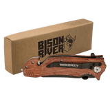 Wood Emergency Rescue Knife - Spring Assisted with Glass Breaker - Laser Engraved Drinkware