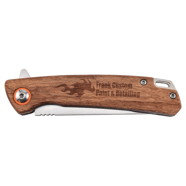 4" Wood Everyday Carry Knife with Ball Bearing Open Mechanism