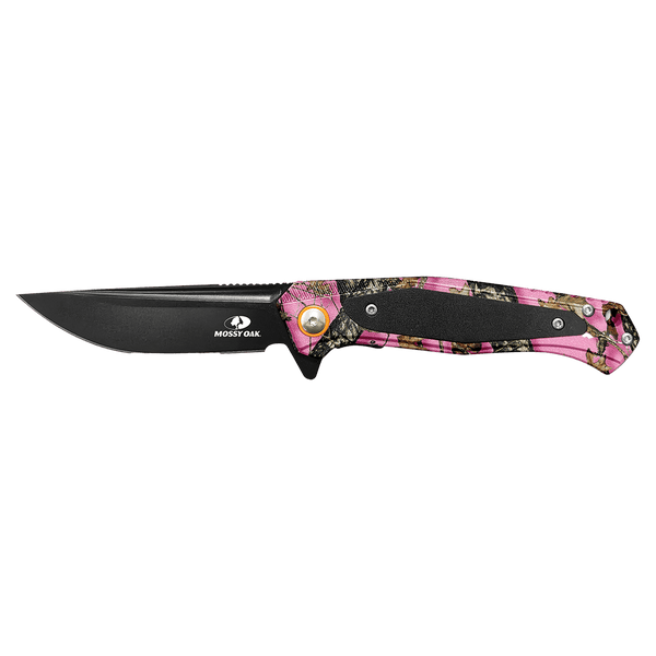 4 1/2" Pink Camo with Black Aluminum Everyday Carry Knife-Mossy Oak