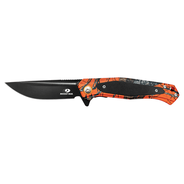 4 1/2" Orange Camo with Black Aluminum Everyday Carry Knife-Mossy Oak