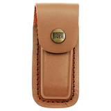 Wood Folding Knife with Leather Sheath - Laser Engraved Gift
