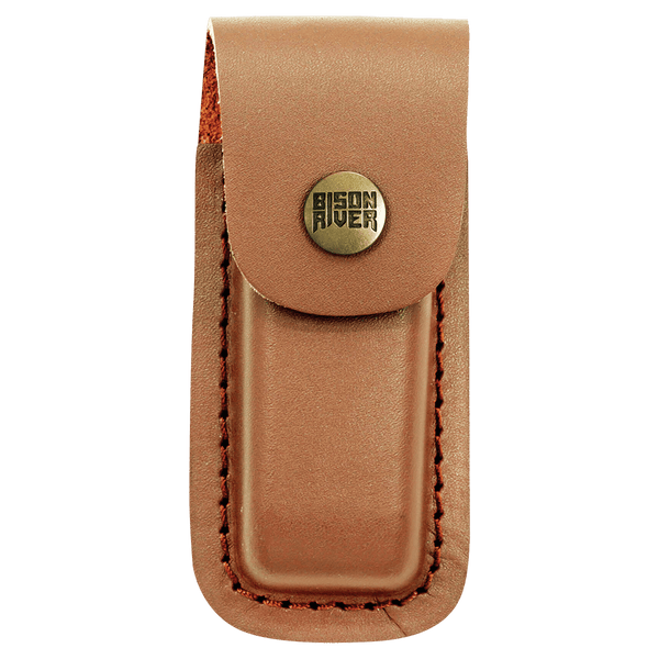 Wood Folding Knife with Leather Sheath - Laser Engraved Gift