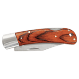Wood Folding Knife with Leather Sheath - Laser Engraved Gift