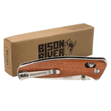 Wood Button Lock Folding Knife - Laser Engraved Gift