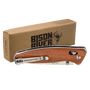 Wood Button Lock Folding Knife - Laser Engraved Gift