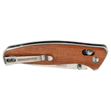 Wood Button Lock Folding Knife - Laser Engraved Gift