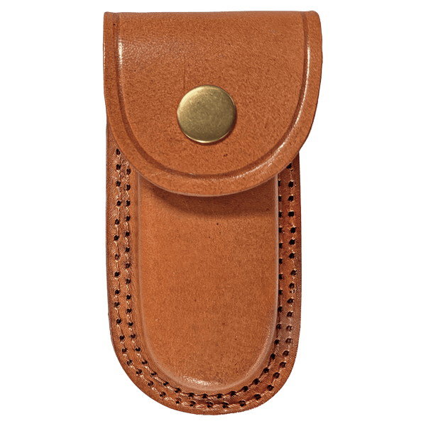 Wood Folding Knife with Damascus Blade and Leather Sheath - Laser Engraved Gift
