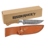Fixed Blade Wood Knife with Damascus Blade and Leather Sheath - Laser Engraved Gift