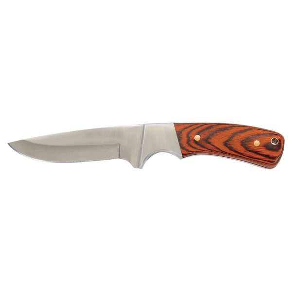 Fixed Blade Wood Knife with Leather Sheath - Laser Engraved Gift