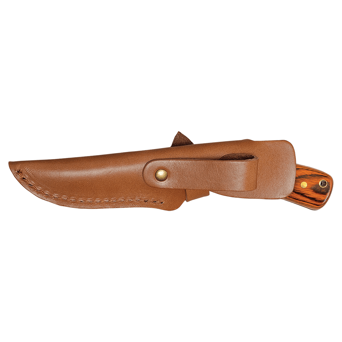 Fixed Blade Wood Knife with Leather Sheath - Laser Engraved Gift