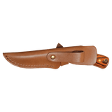 Fixed Blade Wood Knife with Leather Sheath - Laser Engraved Gift