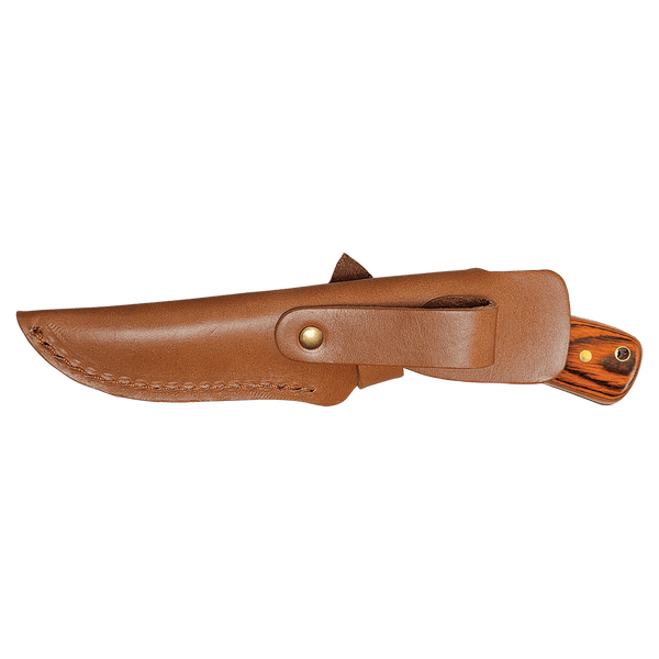 Fixed Blade Wood Knife with Leather Sheath - Laser Engraved Gift