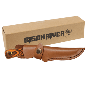 Fixed Blade Wood Knife with Leather Sheath - Laser Engraved Gift