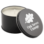 A Weathered Oak 5.3 oz. Candle in a Black Metal Tin
