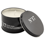 A Crisp Linen 5.3 oz. Candle in a Black Metal Tin
